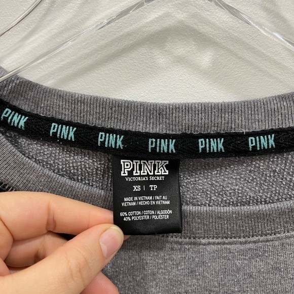 Pink VS Sweatshirt Stripe Trim Cotton Pullover XS - Picture 3 of 5